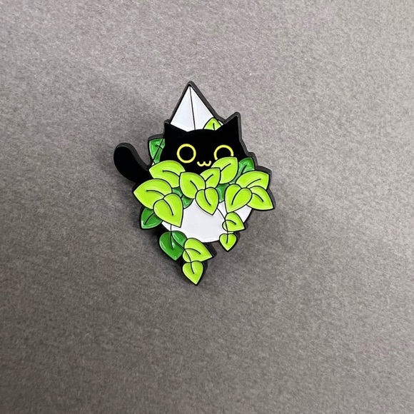 3/$15 Adorable Cat & Plants Pin Brooch - Picture 1 of 6